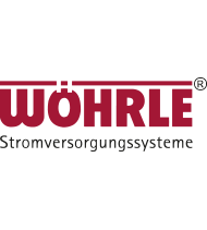 The Wöhrle logo consists of a black registered logo. The lettering "Wöhrle" is in capital letters and dark red. A dark red line runs above the lettering. Below the logo is the claim "Power Supply Systems", which is designed in black.