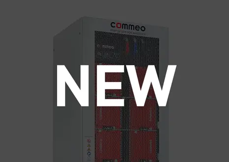 The picture shows the Commeo bipolar battery storage system.