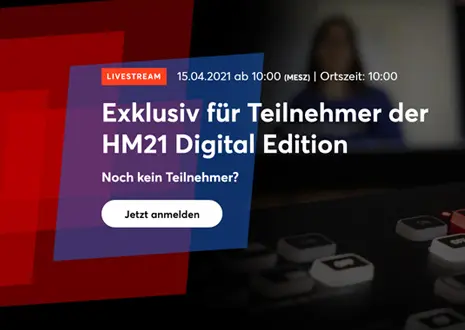 The image shows a section of the Hannover Messe 2021 website.
